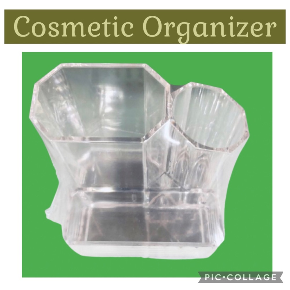 🎈$6🎈NEW Cosmetic Organizer 3 Hole Compartment Clear Pink